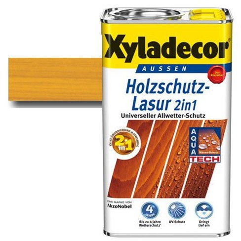 Xyladecor® Holzschutz-Lasur 2 in 1 Eiche hell 2,5 l - Keine Grundierung mehr notwendig | schützt & imprägniert