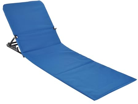 Strandmatte klappbar mit verstellbarer Rückenlehne - blau - Liegematte faltbar mit Tragegurt - Strandliege Sonnenliege Gartenliege Sonnenmatte Liegematte für Garten Camping Picknick Reise Urlaub