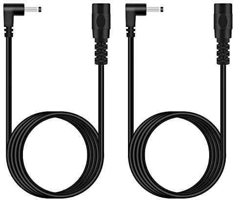 DC Power Extension Cable, 3.5mm x 1.35mm Extension Cord, 2-Pack 6FT 90 Degree Right Angle Male to Female Plug Jack Power Supply Adapter Cable for CCTV Surveillance Security Camera LED Strip