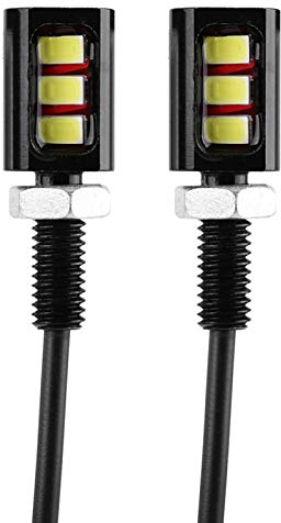Terisass luz matricula moto+Luz de placa de matrícula 12V LED Lámpara de luz de matrícula Luces de perno de tornillo impermeables Universal para coche Motocicleta(Luz blanca)