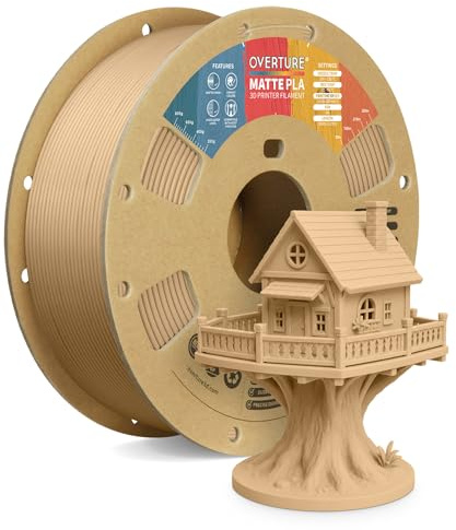 OVERTURE Matte PLA 3D Printer Filament 1.75mm, 1kg Light Brown