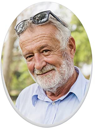 Grabstein mit Foto Gedenktafel Porzellan Grabplatte Personalisiert Porzellanbild mit Bild Gedenkstein Mensch Trauertafel Individuell Fotogravur Grabschmuck Oval Grabbild Urnengrab Friedhof Grab