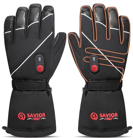 SAVIOR HEAT Guanti Riscaldati Uomo Donna, a Batteria Ricaricabili Elettrici per Sci, Moto Invernale, Snowboard, Escursionismo, Ciclismo, Corsa, Camminare