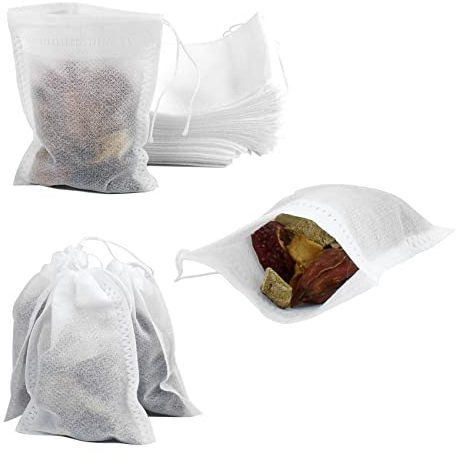 50 Pack Drawstring Bags, Disposable Small Mesh Bags for Cooking, Soaking Medicinal Liquor, Tea Coffee Filter, DIY Craft Spices Storage, Weeding Party Favor (8 * 10cm)
