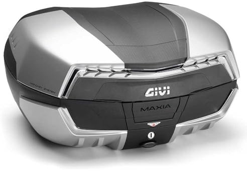 GIVI BAULETTO Monokey System portaoggetti BAULE V58NT MAXIA 5 TECH Per Scooter Moto 2 CASCHI 58 litri TOPCASE Posteriore NERO CON CATADIOTTRO TRASPARENTE E QUATTRO COVER VERNICIATE IN COLOR ALLUMINIO