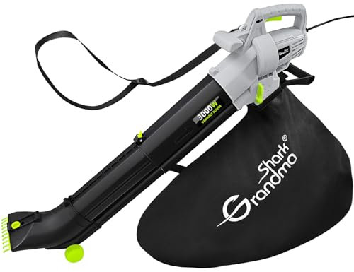 GRANDMA SHARK Leaf Blower and Vacuum,3000W 3-in-1 Leaf blower,10m Cable Garden Vacuum,Having a Large Collection Bag,Powerful Leaf Vacuum for Gardens, Lawn Care