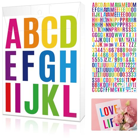 24 fogli autoadesivi con lettere grandi, 318 numeri e lettere per segni, poster, cassetta delle lettere, nome, finestre, auto da incollare, adesivi per bidoni della spazzatura