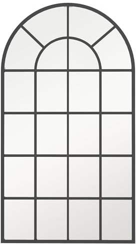 HOMCOM Specchio ad Arco per Casa e Ufficio con Montaggio a Parete in Vetro Spesso e Metallo, 62x2.5x110 cm, Nero