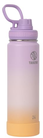 Takeya Actives 24 oz Vacuum Insulated Stainless Steel Water Bottle with Spout Lid, Premium Quality, Ombre Golden Hour