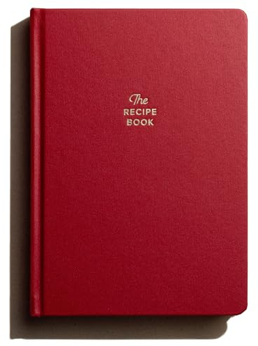 KUNITSA CO. Carnet de recettes - Cadeau souvenir - Livre de recettes vierge à couverture rigide pour écrire vos propres recettes - Avec inscriptions sur le chef - 100 recettes (rouge)
