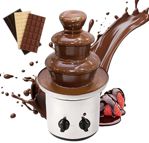 Irishom Fontaine à Chocolat Electrique à 3 Niveaux avec Plateau, Contrôle Automatique de Température, Acier Inoxydable Antiadhésif de Qualité Alimentaire, Pot de Fusion de Chocolat/Bonbons