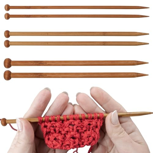6PCS Knitting Needles Comfortable to Hold Used to Knit Beanie Hats Blankets Knitting Needles Set Offering Versatility Smooth and Light Bamboo Knitting Needles for Beginners Adults Knitting Set