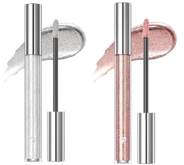 2pcs Barras de Labios LÃquidas, 2.4g Barras de Labios Blanco Plata y 2.4g Pintalabios Rosa claro, Colores de larga duración, Brillo de Labios Antiadherente, lipsticks