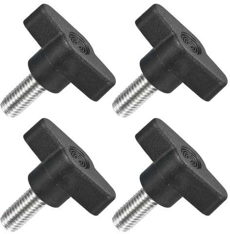 QUARKZMAN 4pz Manopole ad Alette a T a Farfalla, Manopola Serraggio Vite M8 x 20mm Filettatura Maschio Viti Acciaio Inossidabile 304 Maniglia 36mm Dia per Sostituzione Manopola, Nero