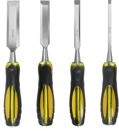 DWHT16063 Wood Chisel Sets Fits for Dewalt Hand Tool,Chrome Carbon-Steel Wood Chisel Set Woodworking (4 Piece with Handle)