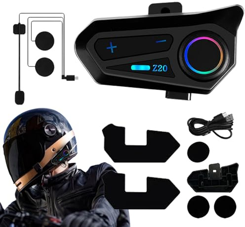 Poludatly Z20 Helmet Blueto-oth Headset Speakers, Motorcycle Communication Headset, Motorbike Headphones Wireless With Hard/Soft Wheat, IPX6 Waterproof For Most Helmets