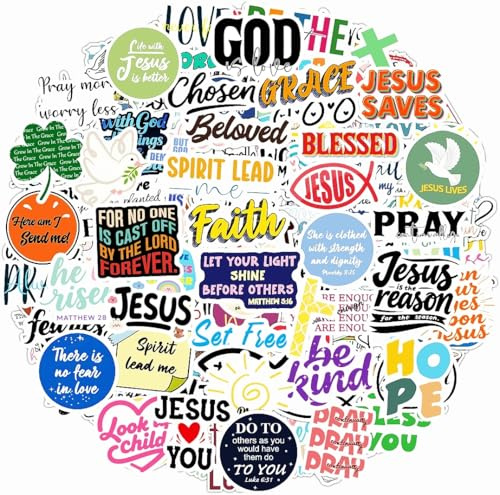 300PCS Inspirational Christian Stickers, Vinyl Waterproof Jesus Bible Verse Stickers for Prayer Board Scrapbook Water Bottle Laptop, Religious Faith Christian Easter Gifts for Kids Women Men