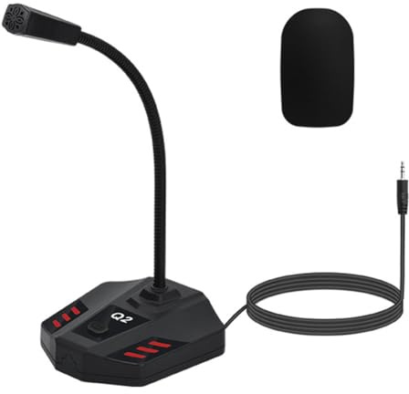 Harewtwy Microfono A Condensatore A Collo di Cigno da Tavolo Q2 Microfono per Conferenze XLR per Riunioni/Voce/Giochi, 3,5 mm Resistente e Facile da Installare