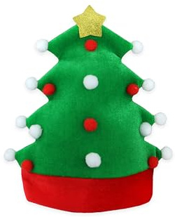 HENBRANDT 1 x Christmas Tree Hat with Star - Festive Green Adult Novelty Headwear Xmas Party Accessory Fun Costume Fancy Dress One Size Fits Most