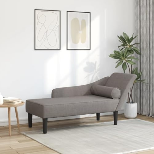 Ziaphsol schäslong med kudde i brungrått, tyg av 100 procent polyester, 141 x 55,5 x 66,5 cm, recamiere med skumstoppning för vardagsrum, sovrum, läshörn och avkoppling