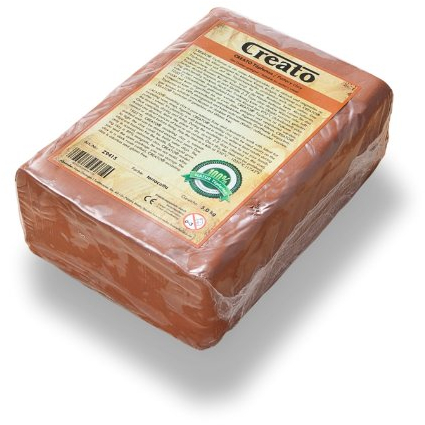 Creato Z9415 - Töpferton unschamottiert, 5 kg in Terracotta, geschmeidig und leicht zu verarbeiten, ohne Schamottanteil, lufthärtend und brennbar, für Töpferscheibe geeignet, 22 x 15 x 7 cm