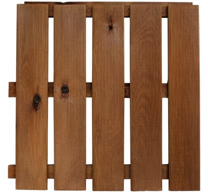 10 Stück Terrassenfliese Kiefer braun imprägniert 50x50x3,2cm Holzfliese Balkonfliese Fliese Terrasse Balkon