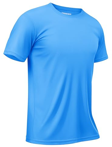 TACVASEN Camiseta Protección Solar Hombre Camiseta de Manga Corta Camisa de Protección UV de Verano UPF 50+ Camiseta de Playa de Secado Rápido Azul Celeste