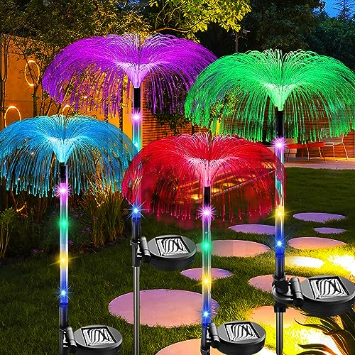 XRR Luci Solari Esterno, 4 Pezzi Lampade Solari da Giardino a Forma di Medusa, Impermeabili Solare da Sentiero per Giardino Vialetto Scala Paesaggio