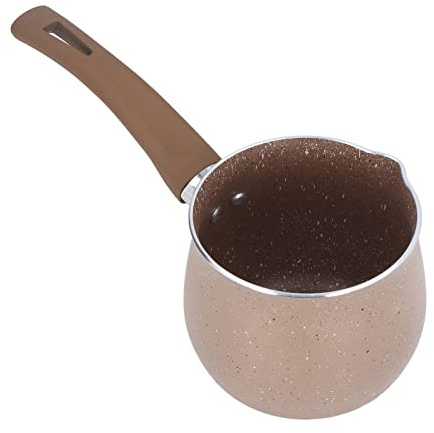 Small Milk Pan, Brown Aluminum Alloy Sauce Pan Small Soup Pot with Single Handle for Coffee Butter Chocolate