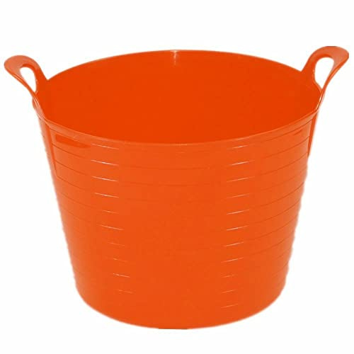 M1SS 26L Flexi Plastic Storage Tub with Strong Carry Handles, Orange | Heavy Duty Flexible Plastic Storage Basket, Laundry, Garden, Home, Toy & Multi-Purpose Tub
