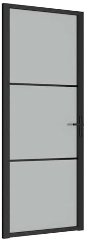 vidaXL Porte Intérieure Porte Vitrée Porte à Panneaux Chambre à Coucher Salle de Bain Maison 83x201,5 cm Noir Verre Mat et Aluminium