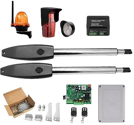 USKI Abridor de Puerta eléctrico Kit de abrepuertas automático Operador de Puerta Doble de Servicio Pesado for Puertas batientes Dobles Motor de CA de hasta 16 pies o 880 LB(Kit P)