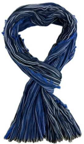 Rotfuchs Écharpe en coton pour femme et homme - Aspect froissé - Motif à rayures en bleu et blanc - Fabriquée en Allemagne, Bleu/blanc, 180 x 20 cm (L x B)