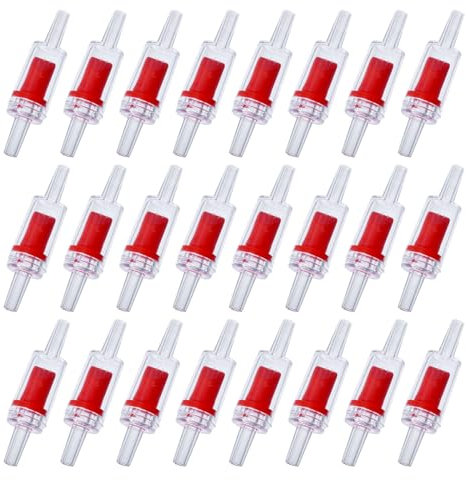 CHGCRAFT 26 Stück Aquarium-Rückschlagventil, Kunststoff, Luftpumpenventil Für Aquarien, Rot, Einweg-Rückschlagventil, Zubehör Für Aquarien