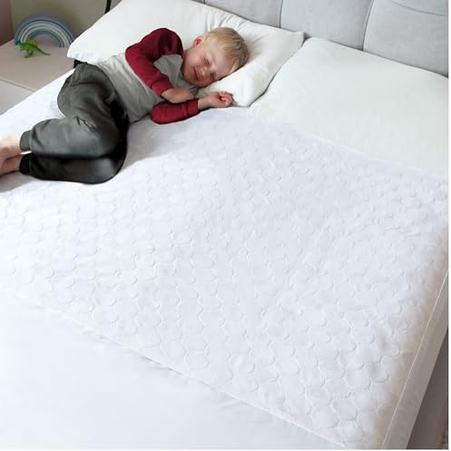 Hygge Sheets® Sängunderlägg vattentätt för barn & ungdomar | lämplig för enkel- & ungdomssäng upp till 140 cm bredd | Andningsaktiv, tvättbar madrassdyna vid inkontinens | Vit