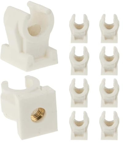 tecuro 10 abrazaderas de sujeción sencillas de 10 mm, con casquillo roscado de latón M6, de plástico blanco, para tubos y mangueras de 10 mm de diámetro