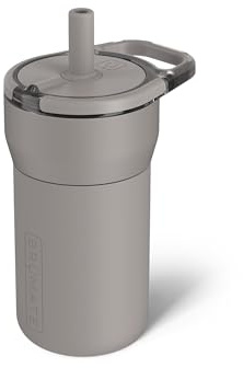 BrüMate Leap 12oz 100% Leakproof Kids Tumbler with Handle and Silicone Soft Straw | Drop Resistant Silicone Sleeve | For Kids 4+ | Insulated Stainless Steel | Cup Holder Friendly | 12oz (Mocha)