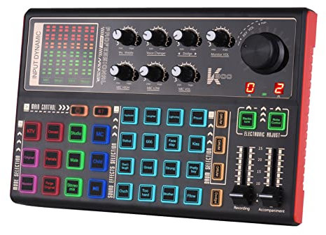 SIBOMTEX SK300 Scheda audio dal vivo esterna Cer o Mixer Batteria incorporata Multe Effetti sonori per Live Streaming Musica Smartphone Computer Game Karaoke