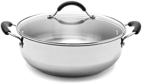 Coolinato - Edelstahl Schmortopf 28 cm mit Silikongriffen & Glasdeckel – Schmorpfanne mit 5,7 l Volumen – Für alle Herdarten, Induktionsgeeignet & backofenfest– 2 Lagen Sandwichboden mit Alu-Kern