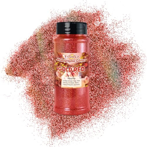 Aslanka 140g polvere glitter olografica, rosso oro, arcobaleno colorato, manicure, resina epossidica, ombretto, viso, artigianato, fai da te