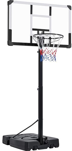 Yaheetech Basketballkorb Outdoor Verstellbare Korbhöhe 228 bis 303 cm Basketballständer mit Rollen für Kinder Basketballkorb im Innenbereich/Garten/Hinterhof