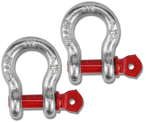 2 Piezas Grilletes, Grilletes de Acero Cargas Pesadas Grillete de Alta Resistencia Grilletes Eslinga Grillete de Elevación Grillete Curvo para Remolcar, Arrastrar y Recuperar Vehículos (WLL: 1,5 t)