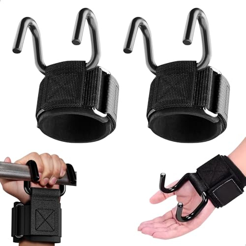 Crochet Levage, Crochets de Musculation, Tendeurs de Force pour Hommes et Femmes pour le Bodybuilding, le Fitness, L'Haltérophilie, Accessoire Musculation, Crochets D'Haltérophilie Antidérapants