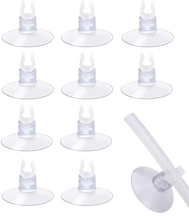 FUGLUS 10 pièces de pinces à ventouse pour aquarium, supports à ventouse pour aquarium, supports à ventouse transparents pour aquarium avec tuyau, adaptés aux tuyaux de 5-6 mm