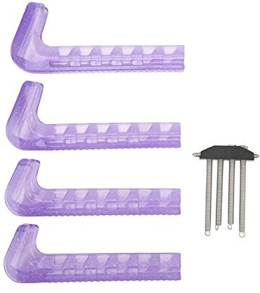 AlcheLHymist 2 Pares de Protectores de Patines, Protectores de Cuchillas para Patines sobre Hielo, Cubiertas de Cuchillas de Silicona Ajustables con resortes para Patines de Hockey, Patines (Púrpura)