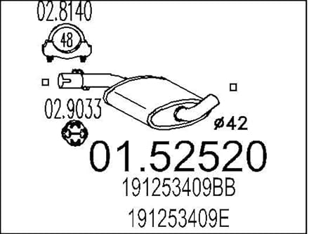 MTS 01.52520 Mittelschalldämpfer Mitteltopf 650mm 3,94kg