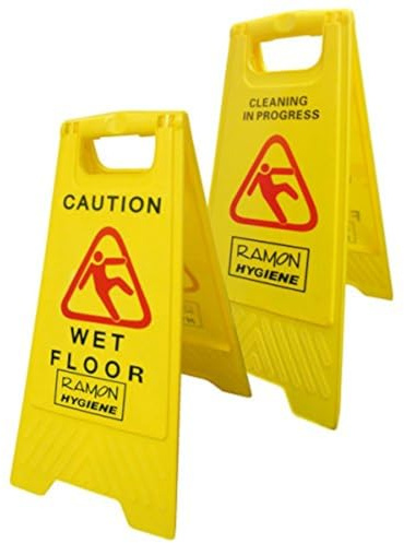 Wet Floor Sign - Free Standing A-Frame Caution Safety Sign - Floor Cleaning Warning Sign