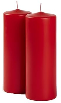 Cereria Di Giorgio - 2 Candele Cero - Diametro 7 cm Altezza 20 cm - Colore Rosso - Durata 110 ore - Non profumate