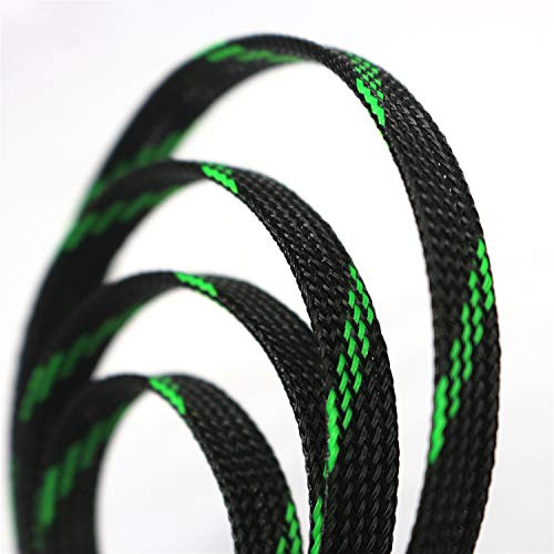 30ft PET Expandable Sleeving Wire Cable Sleeve (1/2, Green&Black)