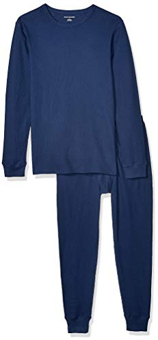Amazon Essentials Men's Thermal Waffle Knit Long Johns Underwear Set for Cold Weather, Pack of 2, Navy, X-Small